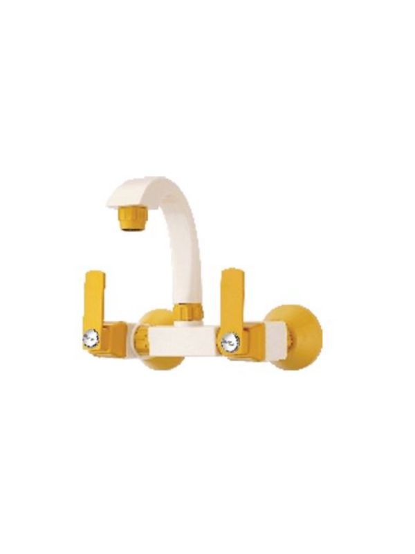 Ganga Gold Collection 20mm Yellow PTMT Wall Mounted Sink Mixer Ganga-1109-Y