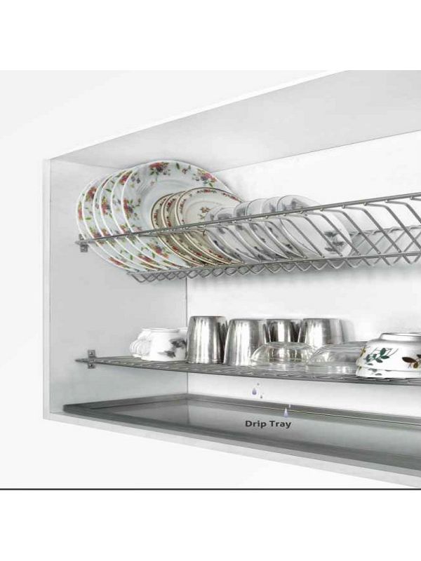 Hilife Stainless Steel Glass and Plate Rack with Drip Tray-GPR-26x10-Inch-SS-304G