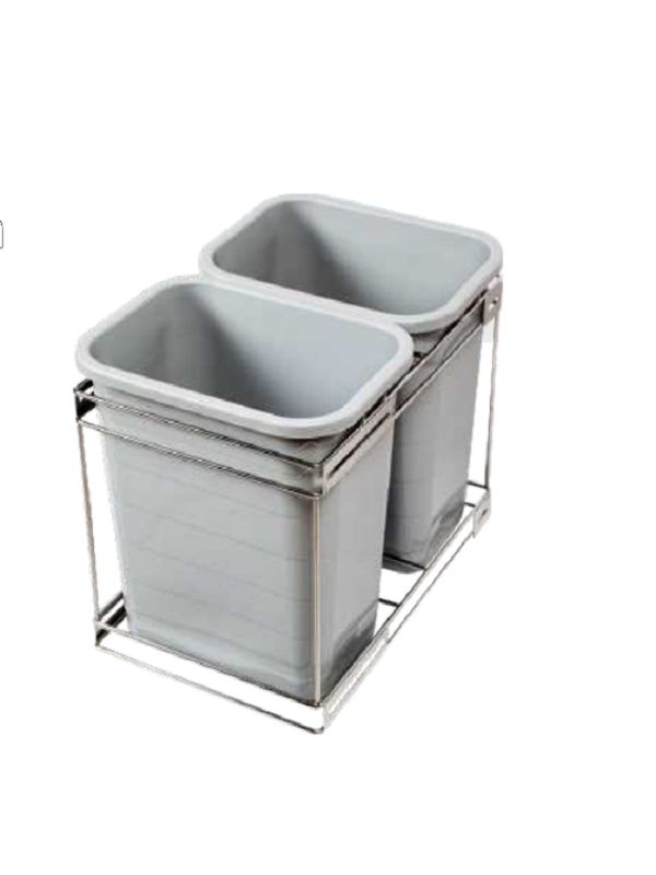 Hilife Stainless Steel Pullout Dustbin Dry & Wet-24x9x12-Inch-SS-304G