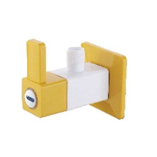 Ganga Edge Collection 20mm Yellow PTMT Angular Cock With Flange Ganga-503-Y