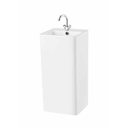 Somany Signature Collection Quadro 400x405x825mm White Floor Mounted One Piece Full Pedestal Wash Basin Somany-Quadro-400x405x825