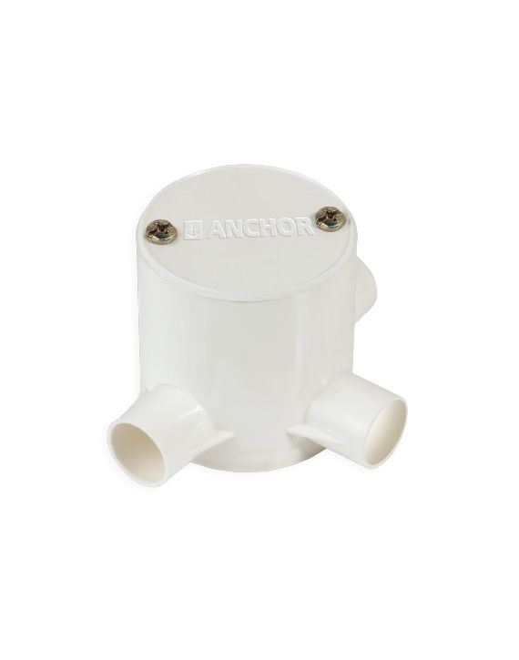 Anchor Electrical Junction Box Electrical RPVC Circular Deep Box TEE Type 3 Way CA25CBLD3IV
