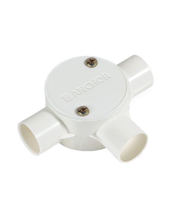 Anchor Electrical Junction Box Electrical RPVC Circular Surface Box TEE Type 3 Way CA25CBLS3IV 