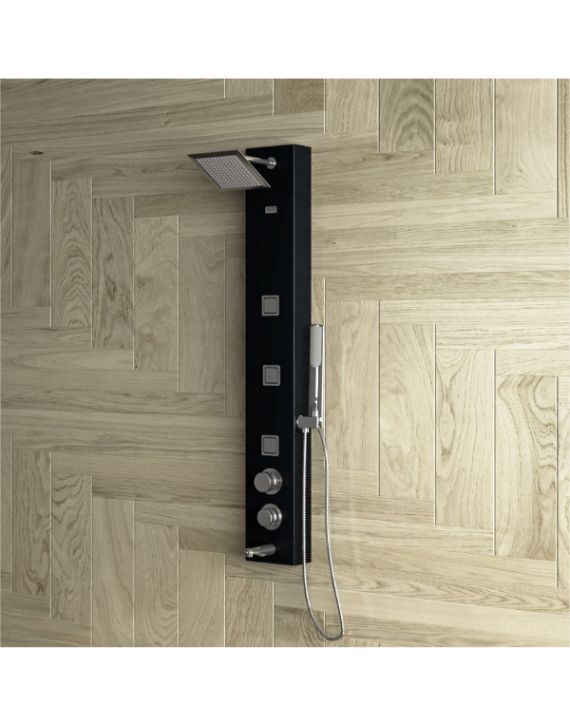 Jaaz Ariel 120x20cm Black Matte Steel Shower Panel Ariel-B