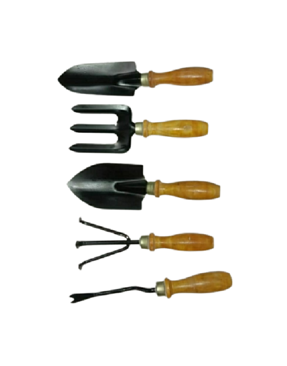 Asian Gardening Tool Set Of 3-Powder Coated Iron-Brown