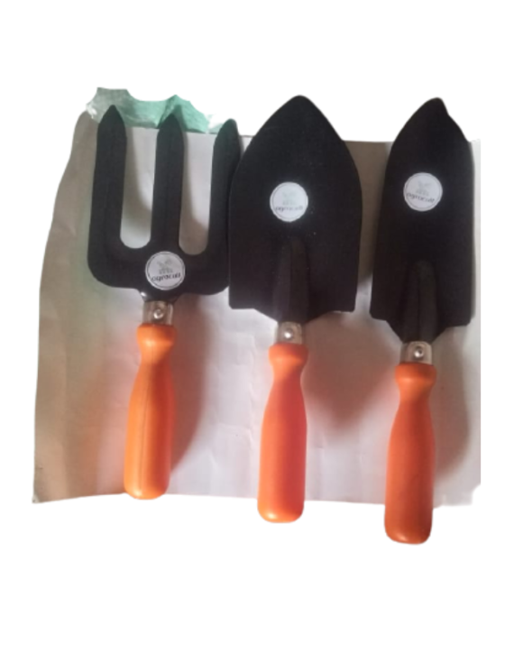 Asian Gardening Tool Set Of 3-Powder Coated Iron-Orange-GTS-3-OR