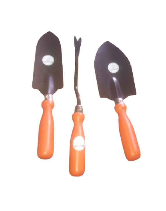 Asian Gardening Tool Set Of 3-Powder Coated Iron-Orange