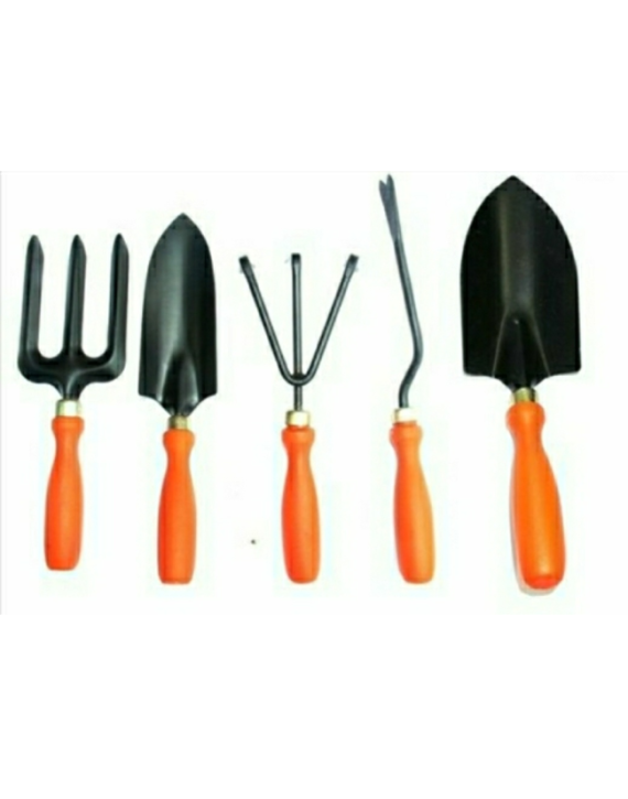 Asian Gardening Tool Set Of 5-Powder Coated Iron-Orange