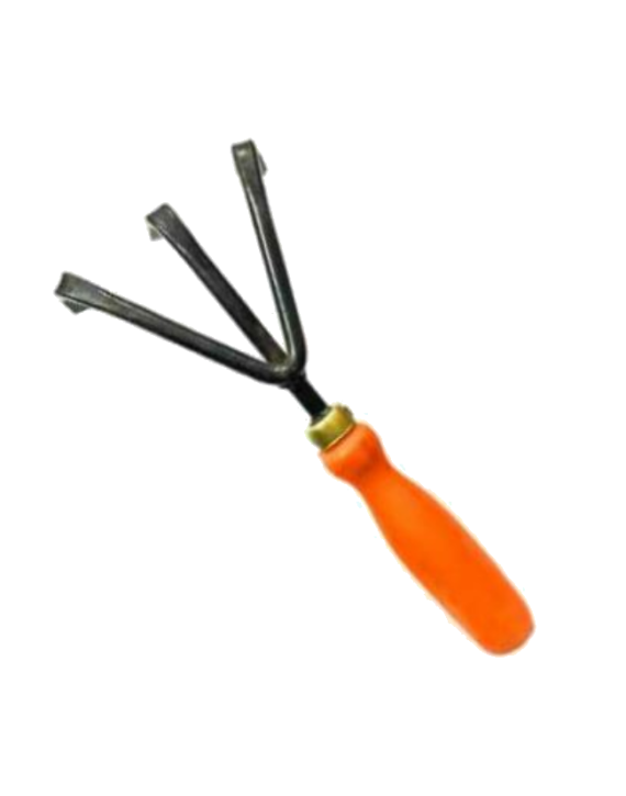 Asian Hand Cultivator 3 Prong-Powder Coated Iron-Orange