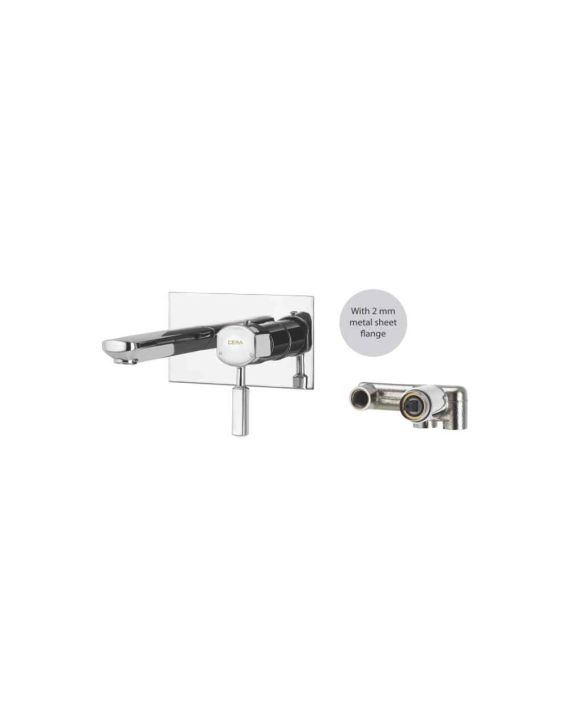 Cera Gayle Wall Mounted Single Lever Basin Mixer with 2mm Sheet Flange Consisting of Exposed and Concealed Part Set-Chrome-F1014474