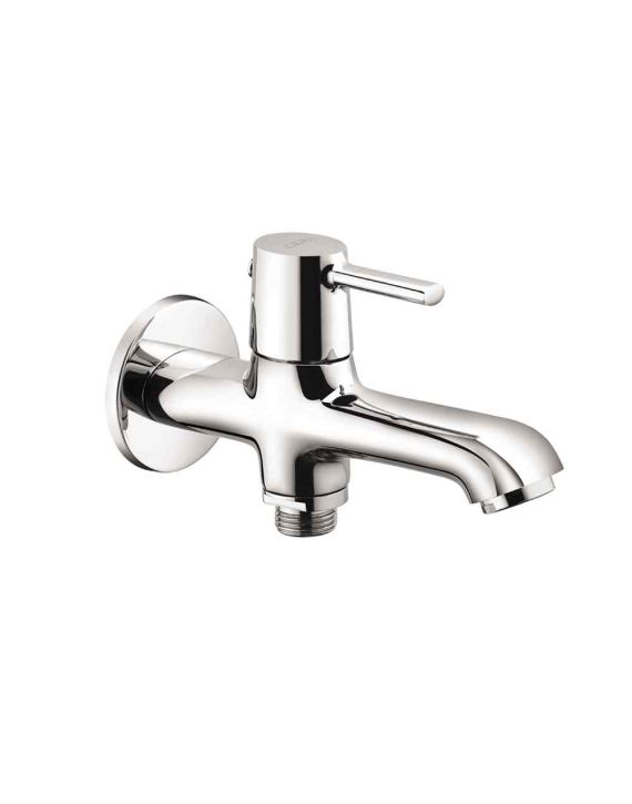 Cera Ripple 2-Way Bib Cock With Single Handle & Wall Flange-Chrome-F1017163