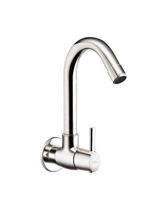 Cera Ripple Wall Mounted Sink Cock with 165mm Long Swivel Spout-F1017251