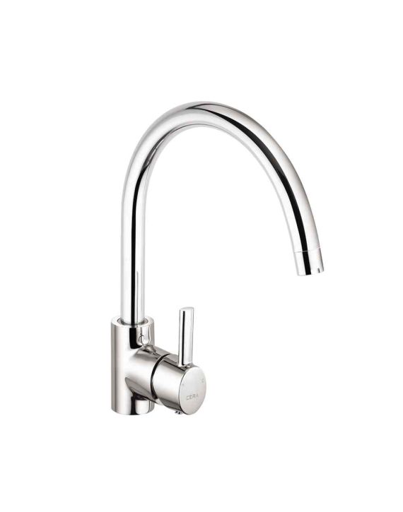 Cera Ripple Single Lever Sink Mixer Table Mounted With 9Inch Long Swivel Spout & Long Braided Connection Pipe-F1017551