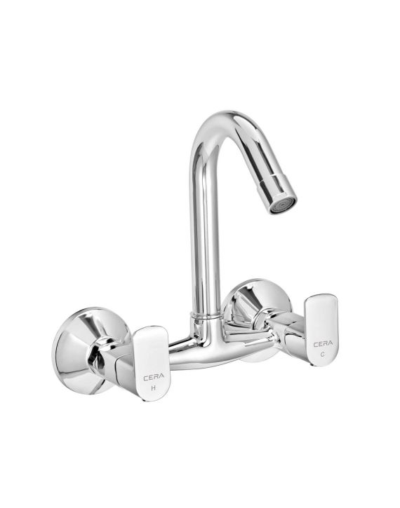Cera Chromo Single Lever Sink Mixer Wall Mounted with 6.5 Inch long Swivel Spout-F1019501
