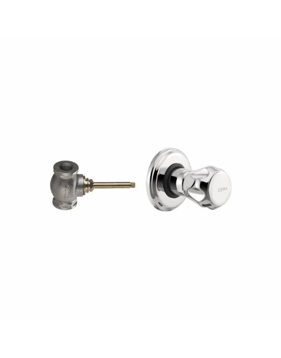Cera Ocean Half Turn Stop Cock Consisting Of Exposed Part and 20mm Concealed Part Set-Chrome-F3001351