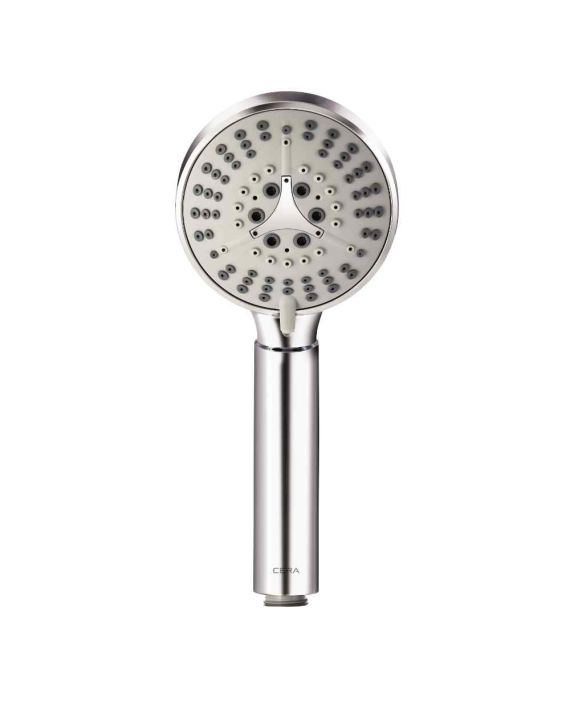 Cera Telephonic 4Inch Dia Hand Shower with 5 Flow Wall Hook & 1.5 Mtr Hose-Grey-F7030311AB