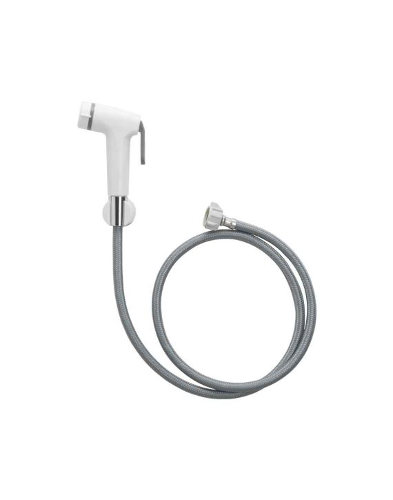 Cera Health Faucet POM with Wall Hook and 1.2Mtr Braided Hose Pipe-Chrome-F8030401AB