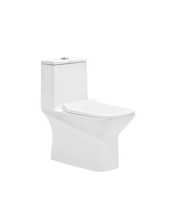 Cera Ceremony Snow White 220mm S Trap One Piece Commode with Slim Soft Close Seat Cover & Twin Flush Fitting - S1013207