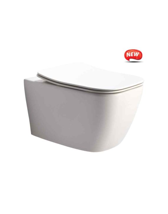 Cera Carlton Snow White P Trap Rimless Wall Hung Commode with Soft Close Seat Cover - S1043147