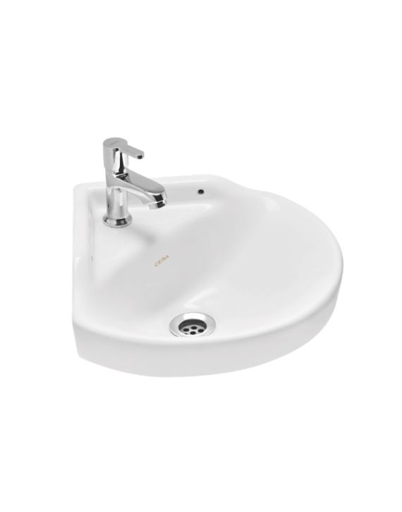 Cera Snow White Wall Hung Corner Wash Basin without Pedestal - S2040161