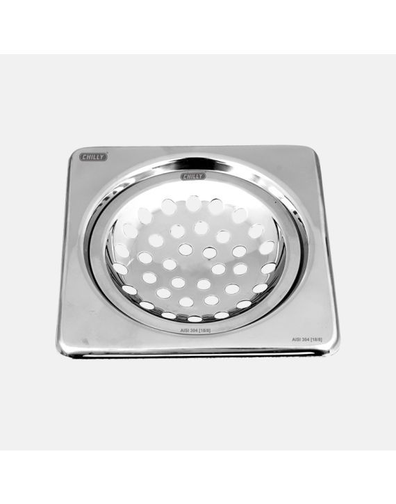Chilly Sanitroking Gloss Finish 129x129mm Round Floor Drain Cover with Hinge SK-S-129