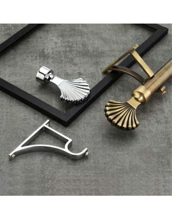 Chitra Anne Curtain Finials with Support - Antique Brass Finish