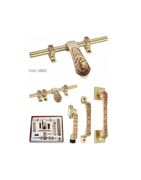 Chitra Carving Brass Kit Main Single Door Fitting Set - BDK-09-16-S-BGC