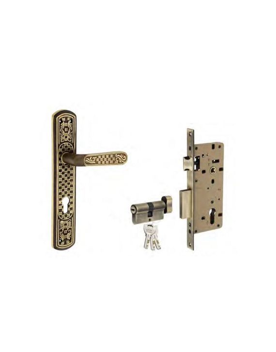 Chitra Brass Mortise Door Handle Pair - BMH-07-CO-ANT-280