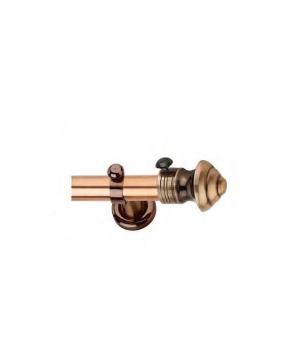 Chitra Rozer Brass Curtain Finials with Support - Copper Marval Finish Per Pair