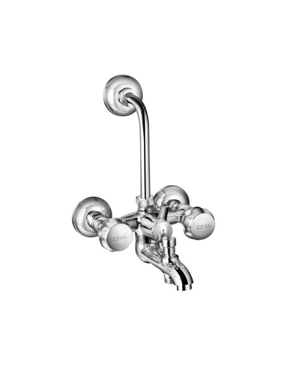 Cera Ocean Quarter Turn 3 in 1 Wall Mixer with Arrangement for both Telephonic & Overhead Shower with Bend Pipe-F2006403