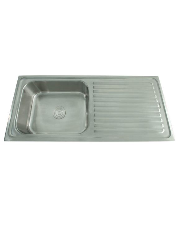 Futura Dura Single Bowl Sink With Drain Board-45x20x8Inch-Satin-DURA-45x20x8Inch