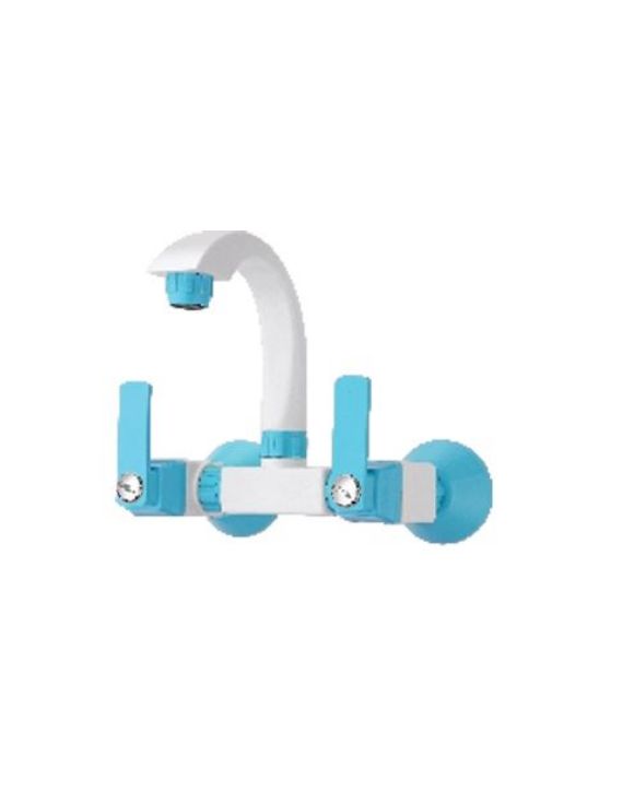 Ganga Gold Collection 20mm Blue PTMT Wall Mounted Sink Mixer Ganga-1109-B