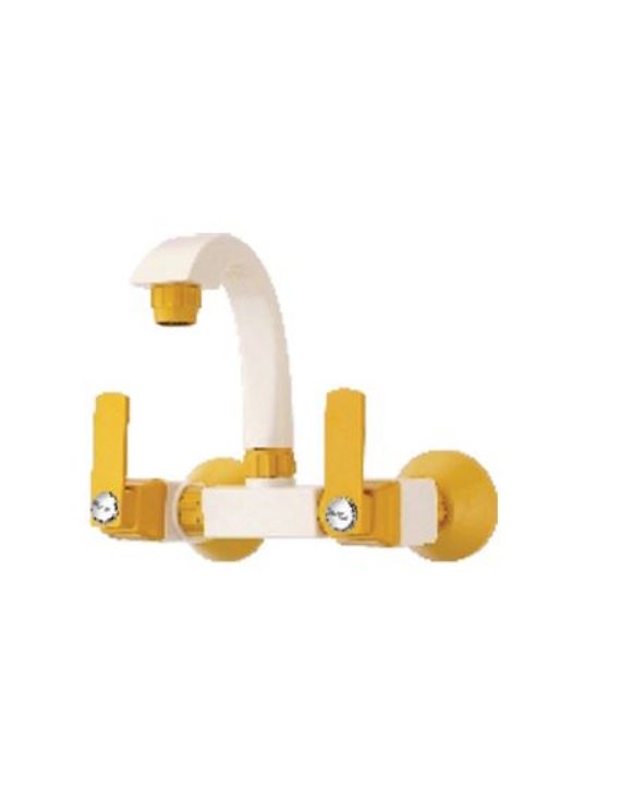 Ganga Gold Collection 20mm Ivory Yellow PTMT Wall Mounted Sink Mixer Ganga-1109-IY