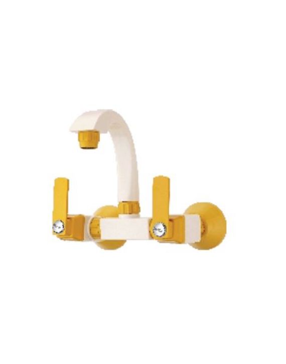 Ganga Gold Collection 20mm Yellow PTMT Wall Mounted Sink Mixer Ganga-1109-Y