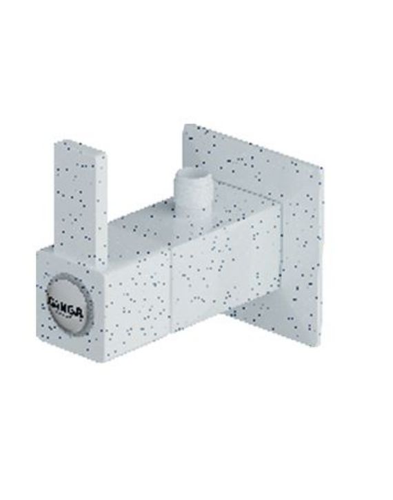 Ganga Edge Collection 20mm Marble White PTMT Angular Cock With Flange Ganga-503-M