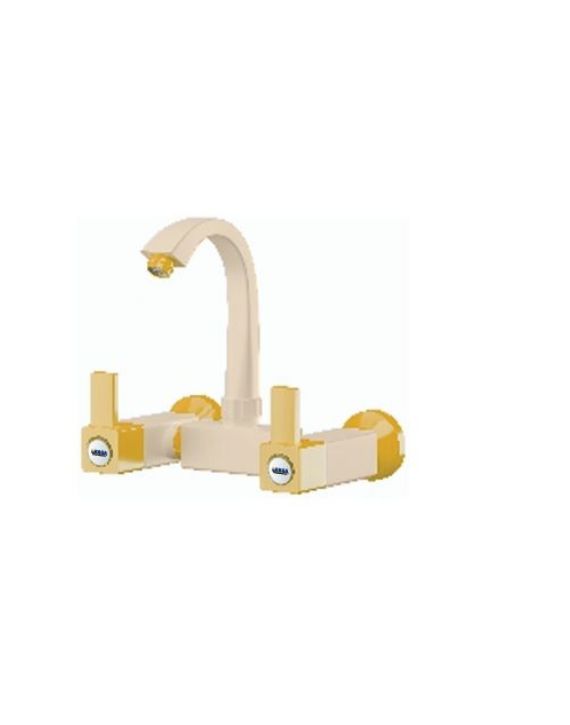 Ganga Edge Collection 20mm Ivory Yellow PTMT Wall Mounted Sink Mixer Ganga-509-IY