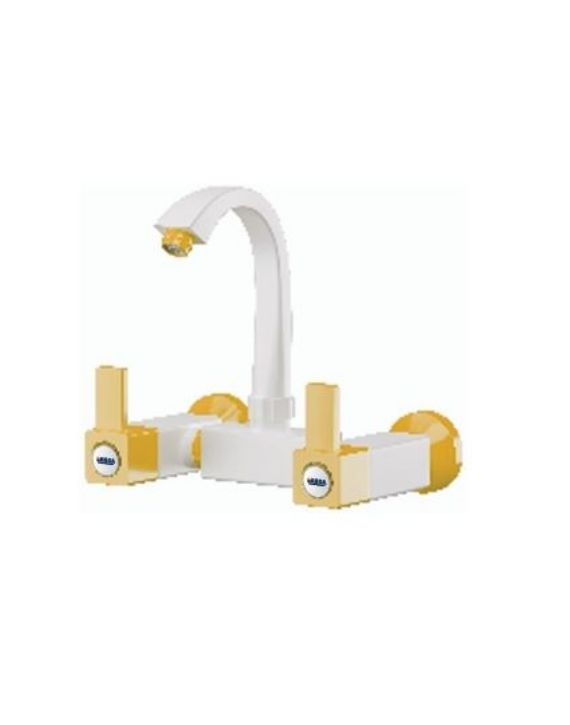 Ganga Edge Collection 20mm Yellow PTMT Wall Mounted Sink Mixer Ganga-509-Y