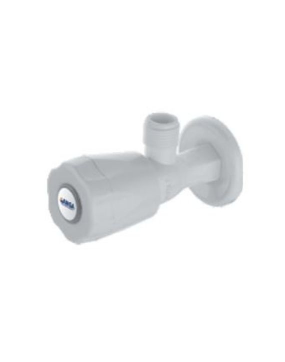 Ganga Fancy Collection 15mm White PTMT Angular Stop Cock With Wall Flange Ganga-603