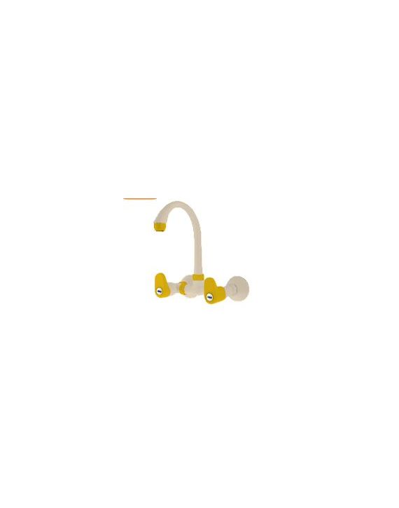 Ganga Smart Collection 15mm Ivory & Yellow PTMT Wall Mounted Sink Mixer Ganga-711-IY