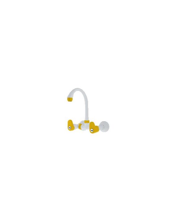 Ganga Smart Collection 15mm Yellow PTMT Wall Mounted Sink Mixer Ganga-711-Y