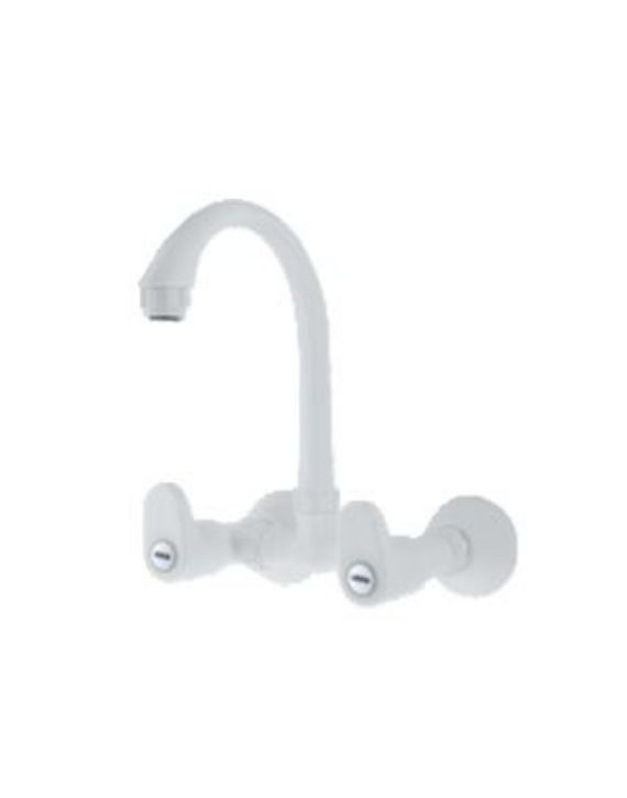 Ganga Smart Collection 15mm White PTMT Wall Mounted Sink Mixer Ganga-711