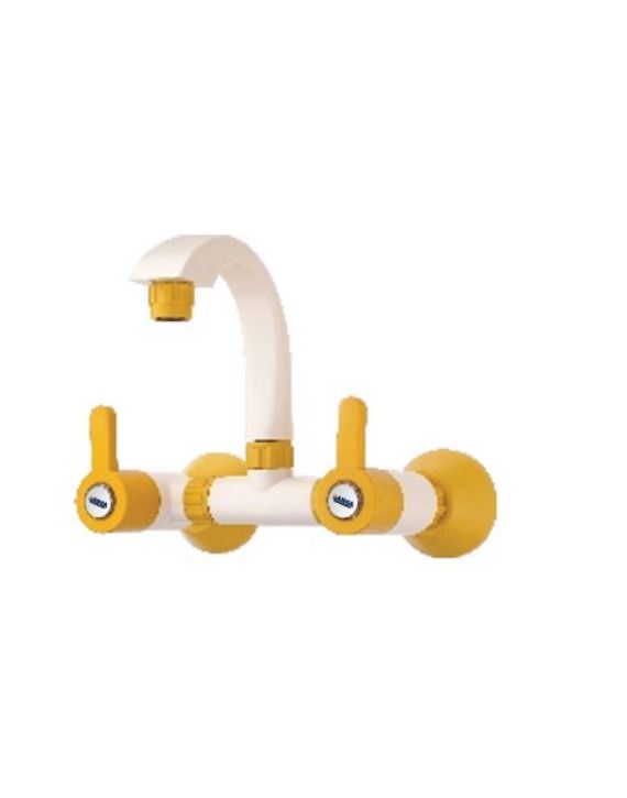 Ganga Signature Collection 20mm Ivory & Yellow PTMT Wall Mounted Sink Mixer Ganga-809-IY