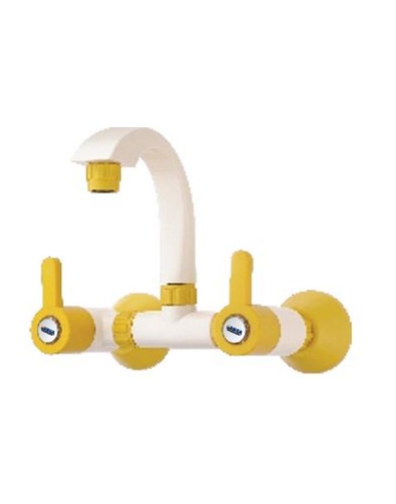 Ganga Signature Collection 20mm Yellow PTMT Wall Mounted Sink Mixer Ganga-809-Y