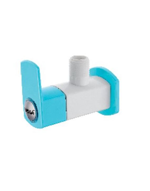 Ganga Diamond Collection 15mm Blue PTMT Angular Stop Cock With Wall Flange Ganga-903-B