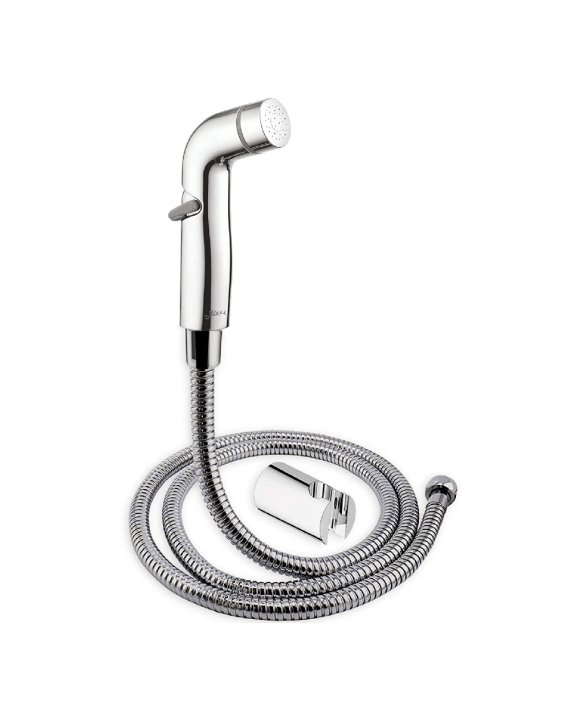 Goeka Health Faucets Push Type Round with 1mtr. S.S Tube and ABS Hook HF-1026