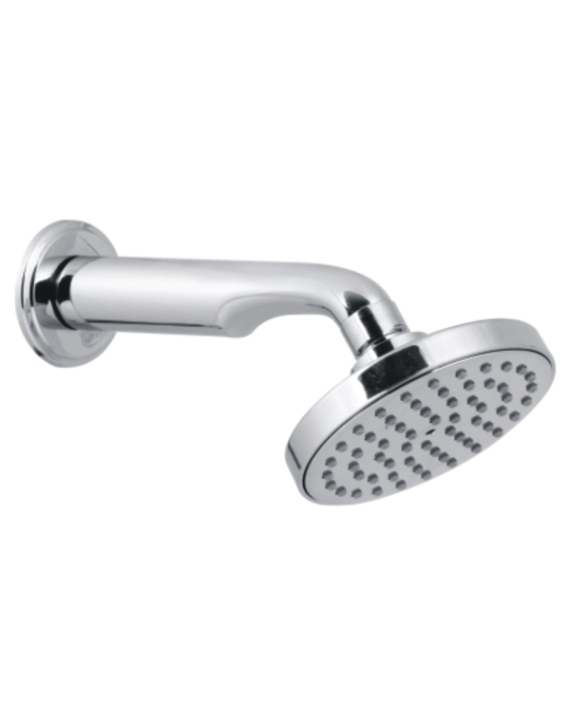 Goeka Single Flow Round C.P Shower With 6" Fancy Brass Arm & Flange SH-1008A