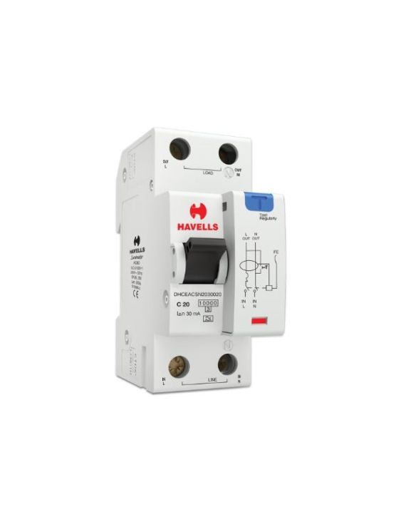 Havells 20A 30mA Single Pole Neutral 2M A Type RCBO