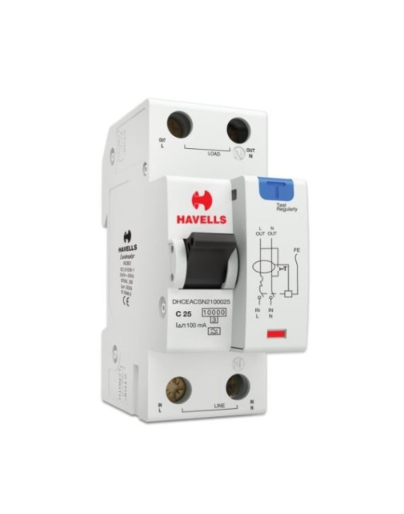 Havells 25A 100mA Single Pole Neutral 2M A Type RCBO