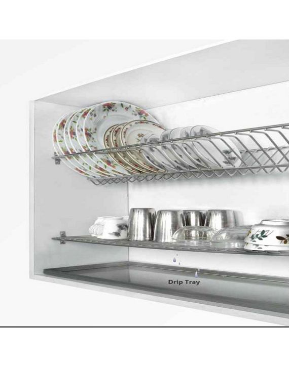 Hilife Stainless Steel Glass and Plate Rack with Drip Tray-GPR-28x10-Inch-SS-304G