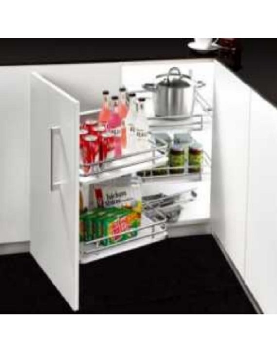 Hilife Stainless Steel Left Side Door Mounted Magic Corner Kitchen Organizer-LS-MC-28x21x24x18-Inch